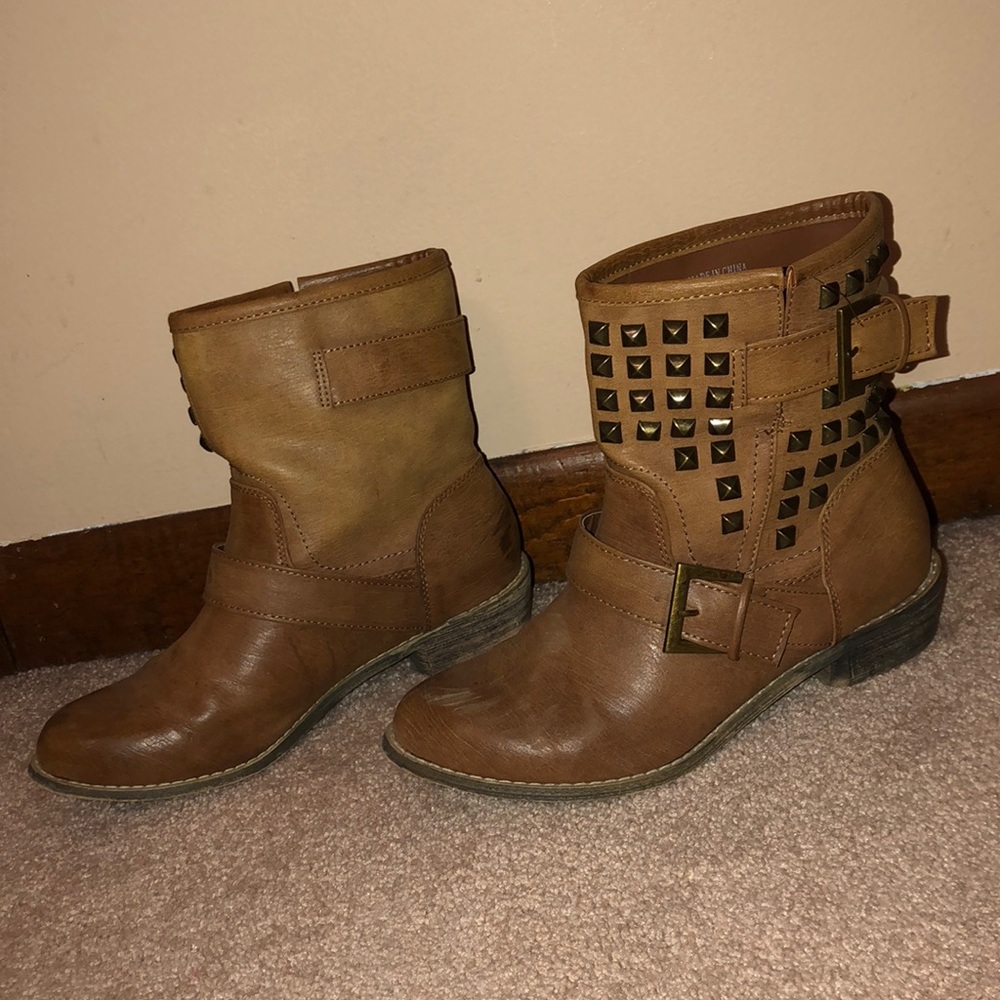 Brown Studded Booties